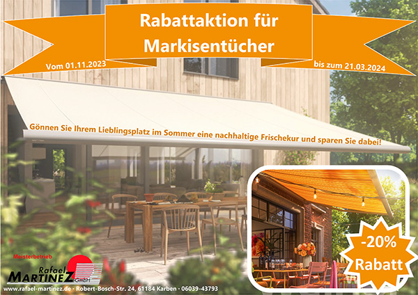 Rabattaktion Markisentücher 01.11.23 - 21.03.24